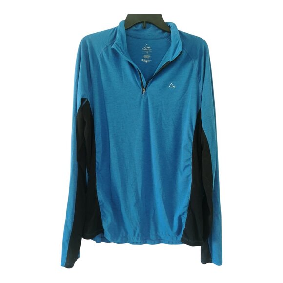 Paradox Blue Black Long Sleeves Athletic Quater Zip Meriono Shirt Pullover - Picture 1 of 5